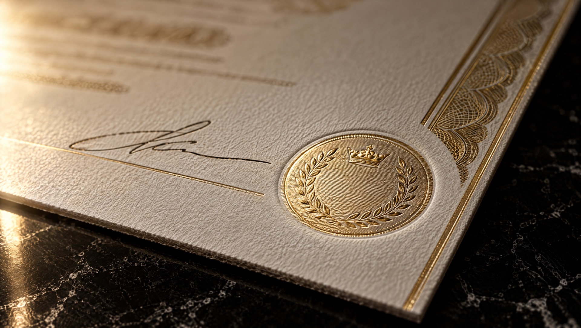 Macro of the note's gold seal and signature.
